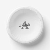 Monogram Individuelle Name Gray White Elegant Pappteller (Vorderseite)
