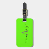 Monogram Individuelle Name Initial Lime Green Gift Gepäckanhänger (Vorderseite vertikal)