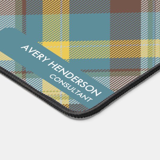 Monogram-Individuelle Name mit Kariertem Muster Schreibtischunterlage (Ecke)