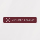 Monogram Individuelle Name Modern Red Pink Girl Etiketten (Design 1)