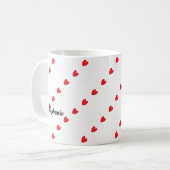 Monogram Individuelle Name Niedlich Red Doodle Hea Kaffeetasse (Vorderseite Links)