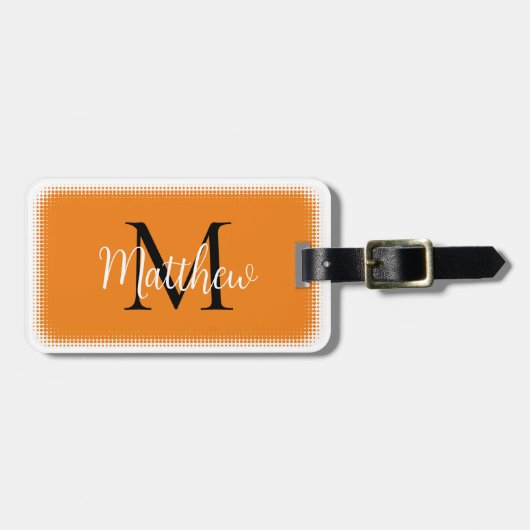 Monogram Individuelle Name Orange Gepäckanhänger (Vorderseite horizontal)