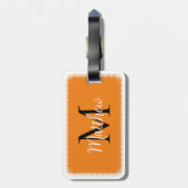 Monogram Individuelle Name Orange Gepäckanhänger (Rückseite vertikal)