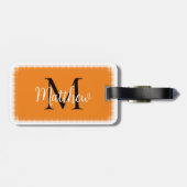 Monogram Individuelle Name Orange Gepäckanhänger (Rückseite horizontal)