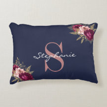 Monogram Individuelle Name Pink Gold Burgundy Flor