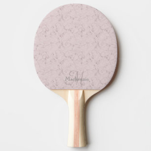 Monogram Individuelle Name Pink Gray Marble Muster Tischtennis Schläger