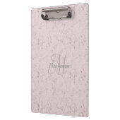 Monogram Individuelle Name Pink Gray Marmordesign Klemmbrett (Links)