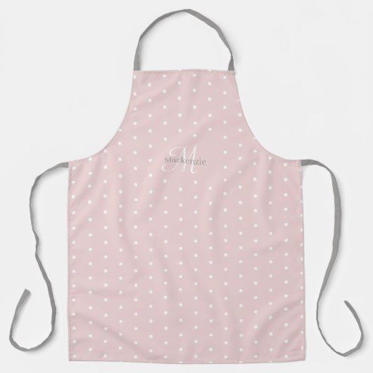 Monogram Individuelle Name Pink Grey White Polka D Schürze (Vorderseite)
