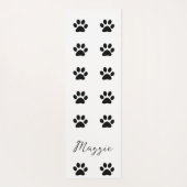 Monogram Individuelle Name Schwarz-weiß Paw Print Yogamatte (Rückseite)