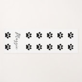 Monogram Individuelle Name Schwarz-weiß Paw Print Yogamatte (Vorderseite (Horizontal))