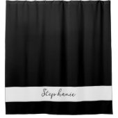 Monogram Individuelle Name Schwarz-weiß Stilvoll e Duschvorhang (Vorderseite)