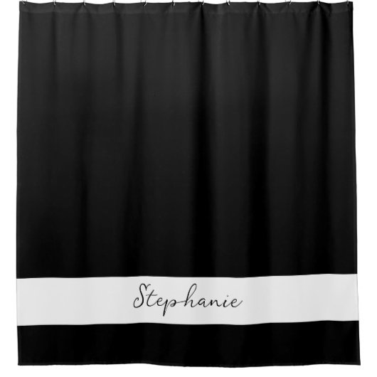 Monogram Individuelle Name Schwarz-weiß Stilvoll e Duschvorhang (Vorderseite)