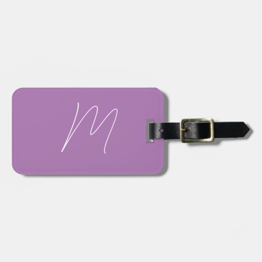 Monogram Individuelle Name Script Lila Lavendel Wh Gepäckanhänger (Vorderseite horizontal)