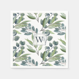 Monogram Inital Elegancolor Winter Foliage Serviette