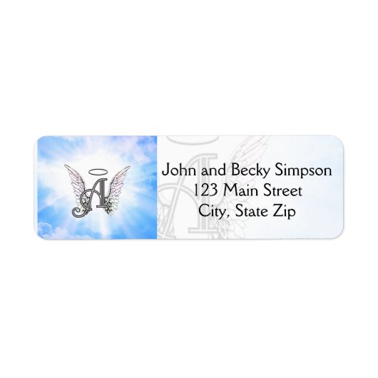Monogram Initial A, Angel Wings & Halo mit Wolken (Vorne)
