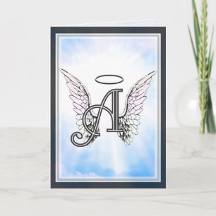 Monogram Initial A, Angel Wings & Halo mit Wolken