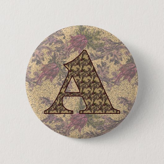Monogram Initial A Elegant Floral Button (Vorderseite)
