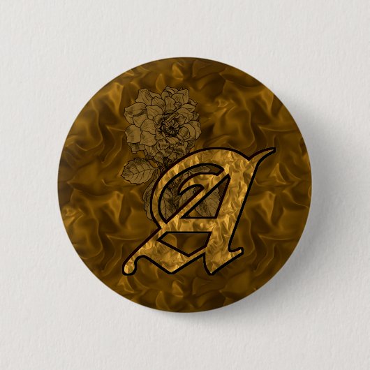 Monogram Initial A Gold Peony Button (Vorderseite)