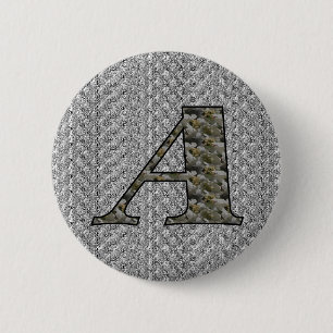 Monogram Initial A Hydrangea Floral Button