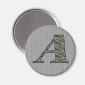 Monogram Initial A Hydrangea Floral Magnet (Vorderseite/Rückseite)