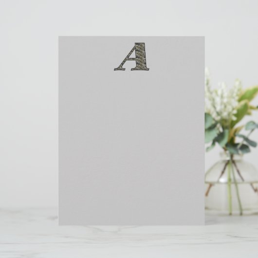 Monogram Initial A Hydrangea Floral Stationery (Stehend Vorderseite)