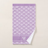 Monogram Initial Abstract Purple Floral Pattern Badhandtuch Set (Handtuch)
