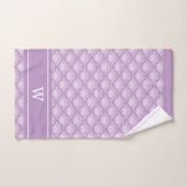 Monogram Initial Abstract Purple Floral Pattern Badhandtuch Set (Handtuch)