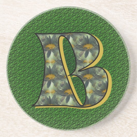 Monogram Initial B Black Daisies Drink Untersetzer (Vorne)