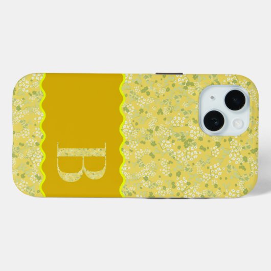 MONOGRAM INITIAL B GELBE KLEINE BLUME Case-Mate iPhone HÜLLE (Rückseite (Horizontal))