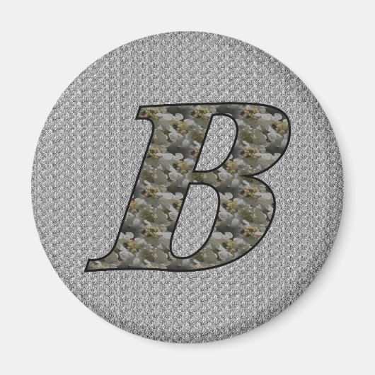 Monogram Initial B Hydrangea Floral Magnet (Vorne)