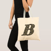 Monogram Initial B Hydrangea Floral Tote Bag Tragetasche (Vorderseite (Produkt))