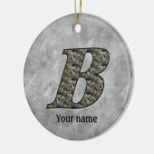 Monogram Initial B Hydrangea Flowers Personalized Keramik Ornament (Links)