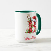 Monogram initial B Santa merry Christmas Tasse (VorderseiteRechts)