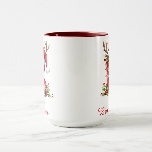 Monogram initial B Santa merry Christmas  Tasse (Zentrum)