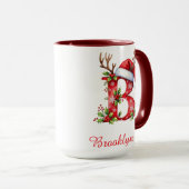 Monogram initial B Santa merry Christmas Tasse (VorderseiteRechts)