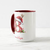 Monogram initial B Santa merry Christmas Tasse (Vorderseite Links)