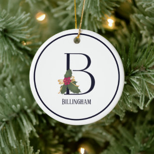 Monogram Initial B Vintage Weihnachten Keramik Ornament
