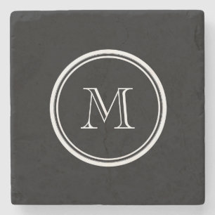 Monogram, initial Black High End Colored Steinuntersetzer