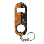 Monogram Initial Black Orange Squares Float Art Mini Flaschenöffner (Rückseite)