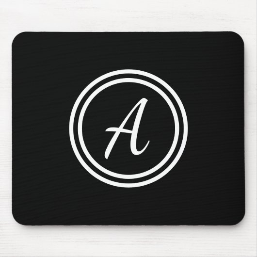 Monogram Initial Black & White Niedlich Simple Mousepad (Vorne)