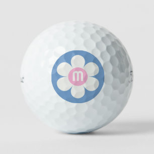 Monogram Initial Blume Power Daisy pink & blue Golfball