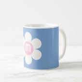 Monogram Initial Blume Power Daisy pink & blue Kaffeetasse (VorderseiteRechts)