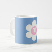 Monogram Initial Blume Power Daisy pink & blue Kaffeetasse (Vorderseite Links)
