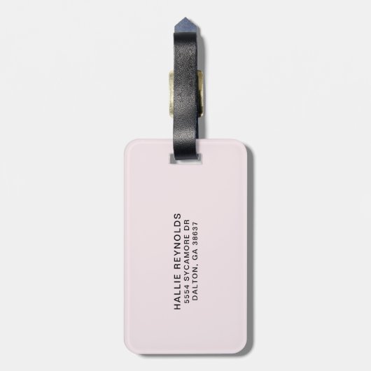 Monogram, Initial Blush Pastellfarbstoff Pale Pink Gepäckanhänger (Rückseite vertikal)
