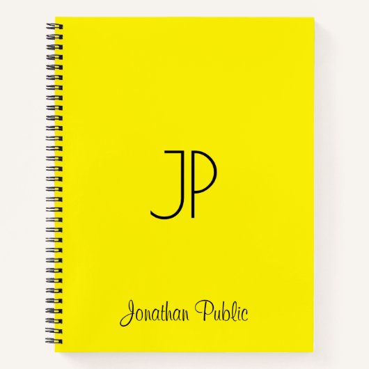 Monogram, Initial Bright Yellow Notizblock (Vorderseite)