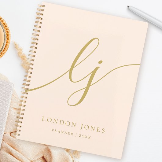 Monogram Initial Business Planner Blush Gold Name Planer