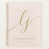 Monogram Initial Business Planner Blush Gold Name Planer (Vorderseite)