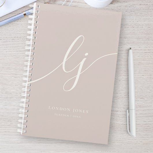 Monogram Initial Business Planner Script rosa Planer
