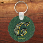 Monogram Initial C Daisies Art Personalized Schlüsselanhänger (Vorderseite)