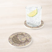 Monogram, Initial C Elegant Floral Drink Untersetz Sandstein Untersetzer (Seite)